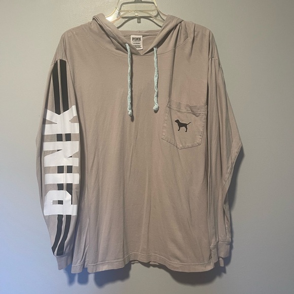 Vintage PINK Victoria’s Secret Long Sleeve Pocketed Hoodie Sz L - Picture 1 of 6